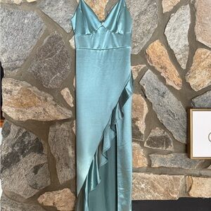 Satin Evening Gown in Teal